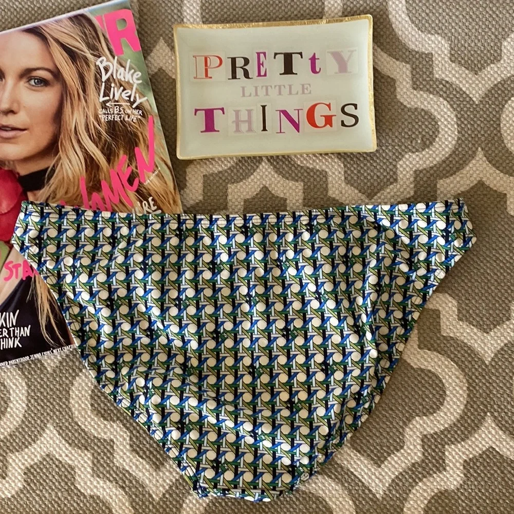 “Tory Burch” basket weave print bikini bottoms; medium